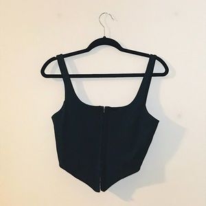 Black Silky “Corset-Like” Tank Top